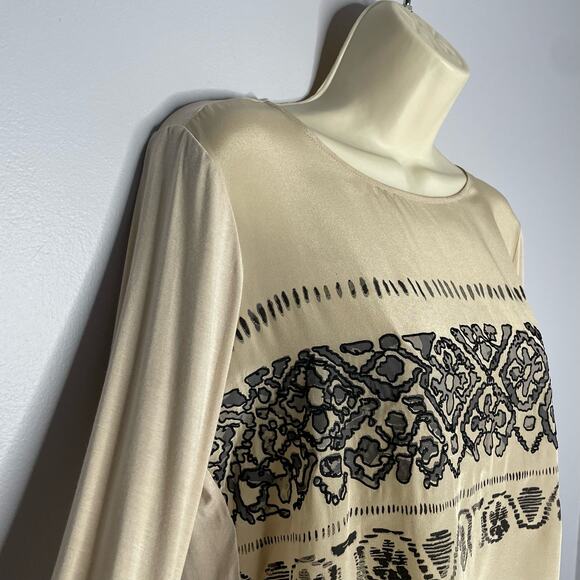 Weekend Max Mara Beige Embroidered Long Sleeve Blouse Lightweight Women’s S - Picture 2 of 9